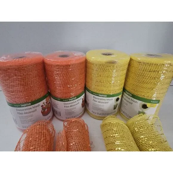 FloraCraft‎ SimpleStyle Decorative Mesh Yellow And Orange Set Of 4 New With Xtra - Picture 2 of 8